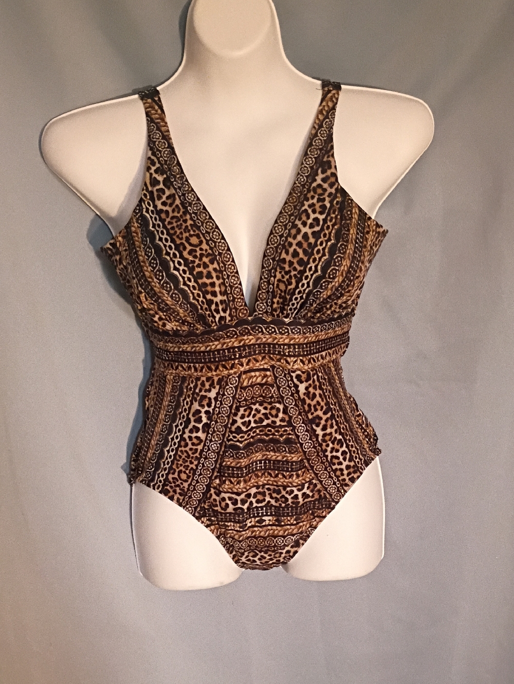 Miraclesuit Black and Cream Animal-Print Swimsuit